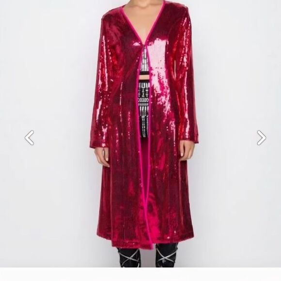 AKIRA Pink Sequin Coat Size M NWOT - Picture 6 of 6